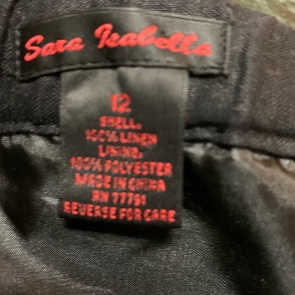 Sara Isabella linen A-line pleated black skirt, size 12 - Picture 2 of 6